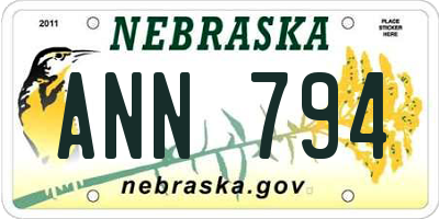 NE license plate ANN794