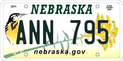 NE license plate ANN795