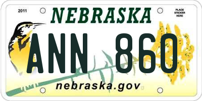 NE license plate ANN860