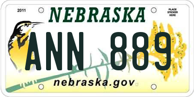 NE license plate ANN889