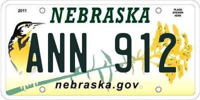 NE license plate ANN912