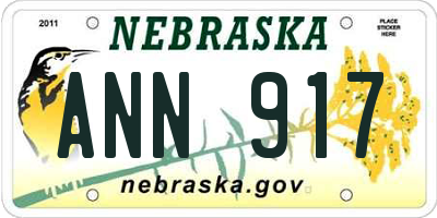 NE license plate ANN917