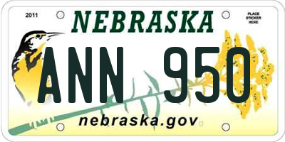 NE license plate ANN950