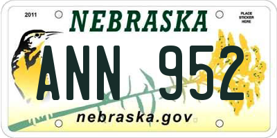 NE license plate ANN952