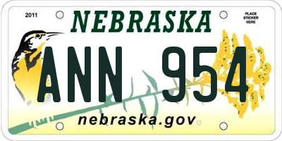NE license plate ANN954