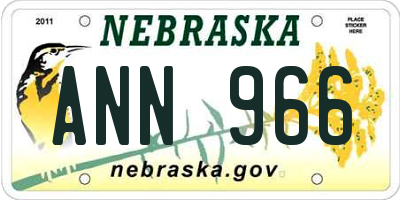 NE license plate ANN966