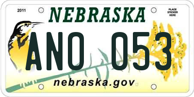 NE license plate ANO053