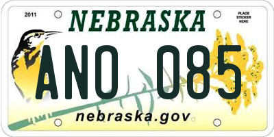NE license plate ANO085