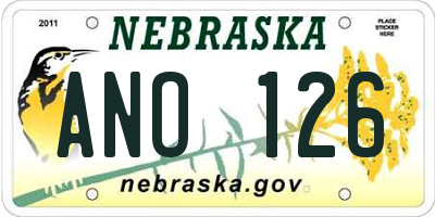 NE license plate ANO126