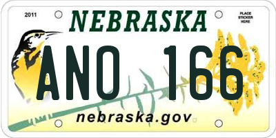 NE license plate ANO166