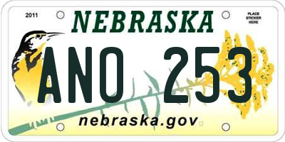 NE license plate ANO253