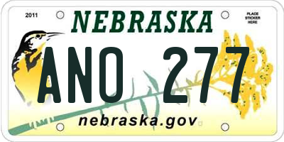 NE license plate ANO277