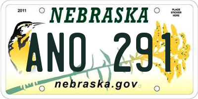 NE license plate ANO291