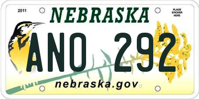 NE license plate ANO292