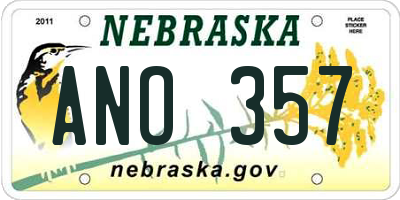 NE license plate ANO357