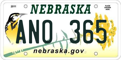 NE license plate ANO365