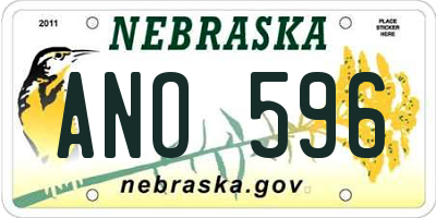 NE license plate ANO596