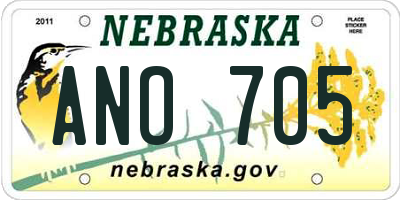 NE license plate ANO705