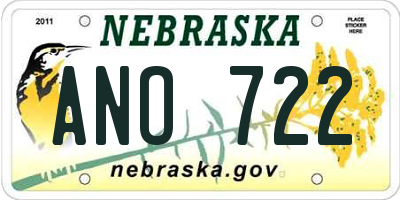 NE license plate ANO722
