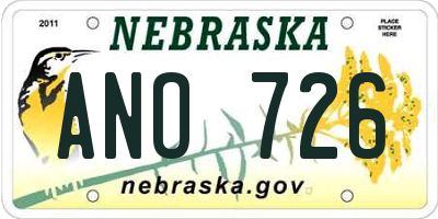 NE license plate ANO726