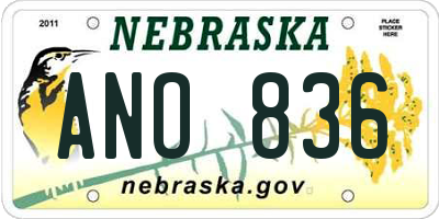 NE license plate ANO836