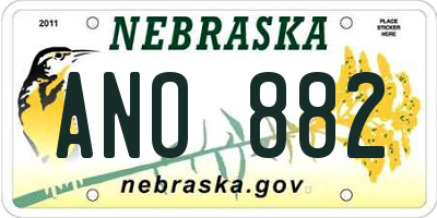 NE license plate ANO882