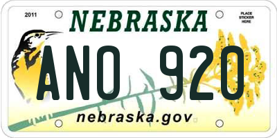 NE license plate ANO920