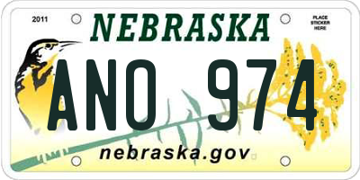 NE license plate ANO974