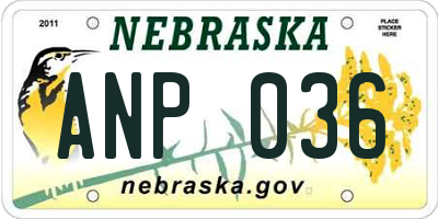 NE license plate ANP036