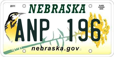 NE license plate ANP196