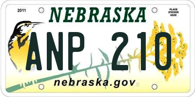 NE license plate ANP210