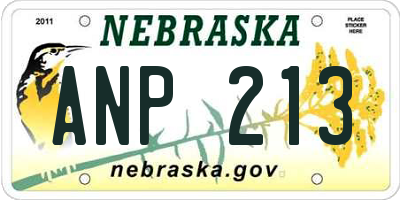 NE license plate ANP213