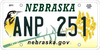 NE license plate ANP251