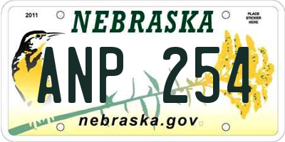 NE license plate ANP254