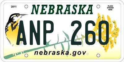 NE license plate ANP260