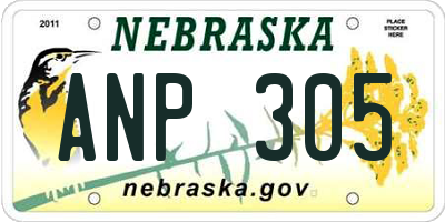 NE license plate ANP305