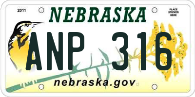 NE license plate ANP316