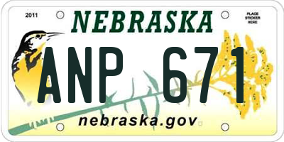 NE license plate ANP671