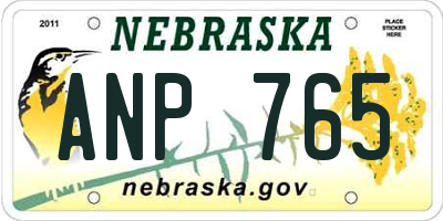NE license plate ANP765