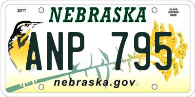 NE license plate ANP795