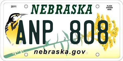 NE license plate ANP808