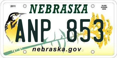 NE license plate ANP853