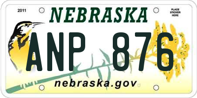 NE license plate ANP876