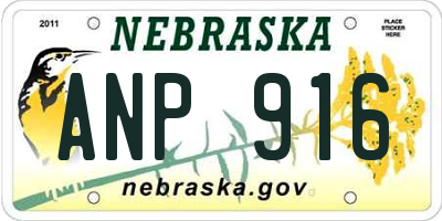 NE license plate ANP916