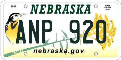 NE license plate ANP920