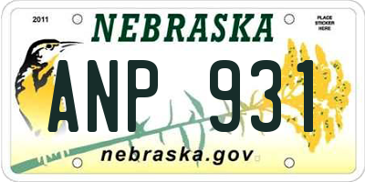 NE license plate ANP931