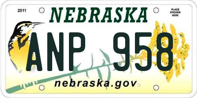 NE license plate ANP958