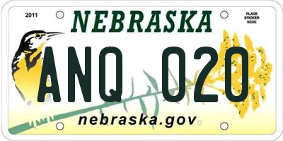 NE license plate ANQ020