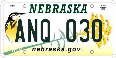 NE license plate ANQ030