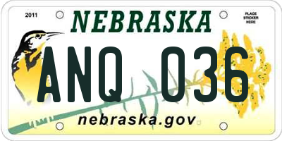 NE license plate ANQ036